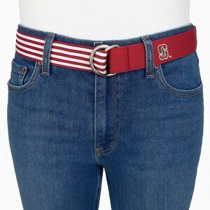 Stanford University Cardinal Red Striped Canvas D-Ring Belt – Unisex – One Size